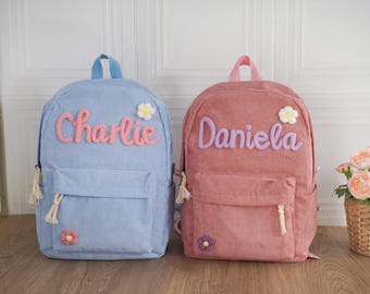 Personalized Corduroy Toddler Backpack: Custom Name, 15" x 11" x 5"