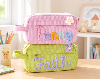Personalized Pencil Case : Custom Yarn Name Pouch, Back to School Gift