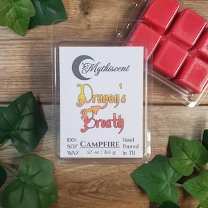 Dragon's Breath Wax Melt — Campfire Scent, Soy Wax, Fantasy Home Fragrance, Whimsical Gift, Mythical Decor, Strong Scented