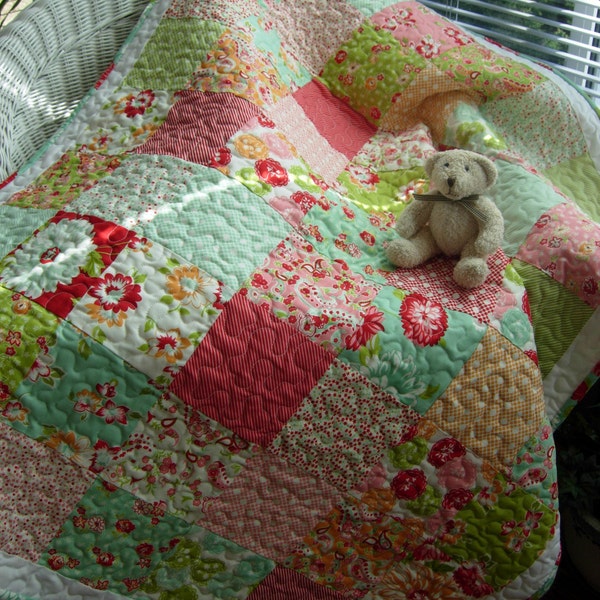 Scrumptious Baby Blocks Quilt, Crib Quilt, Toddler Quilt, Bonnie and Camille Fabric