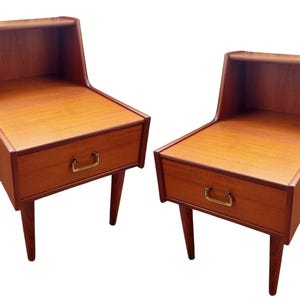 Scandinavian Teak Nightstands with Double Top, 1965, Set of 2