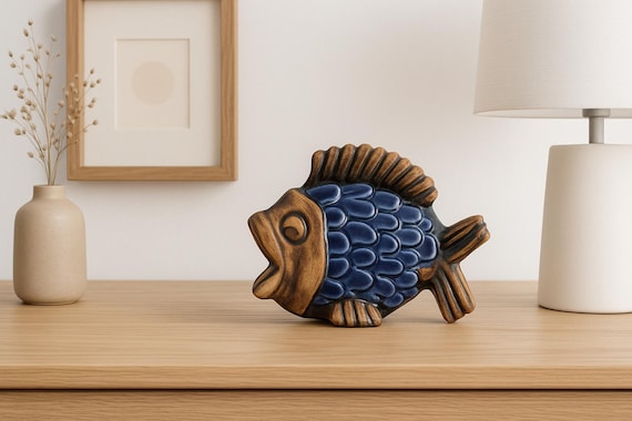 Vintage Stoneware Fish by EGO Stengods – Willi Fischer, Sweden – Scandinavian Vintage Pottery Decor
