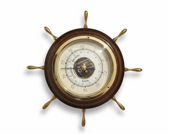 Nautical Wall Barometer – Mahogany & Brass Weather Instrument