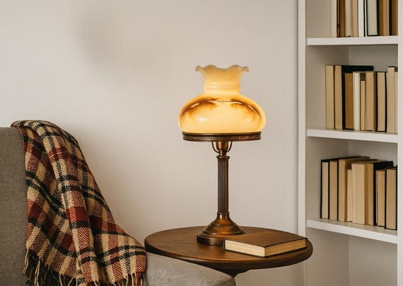ART DECO table lamp ,Pair of vintage  style table and wall lamps, Marble glass shade - 1960s retro design, Scandinavian Strindberg
