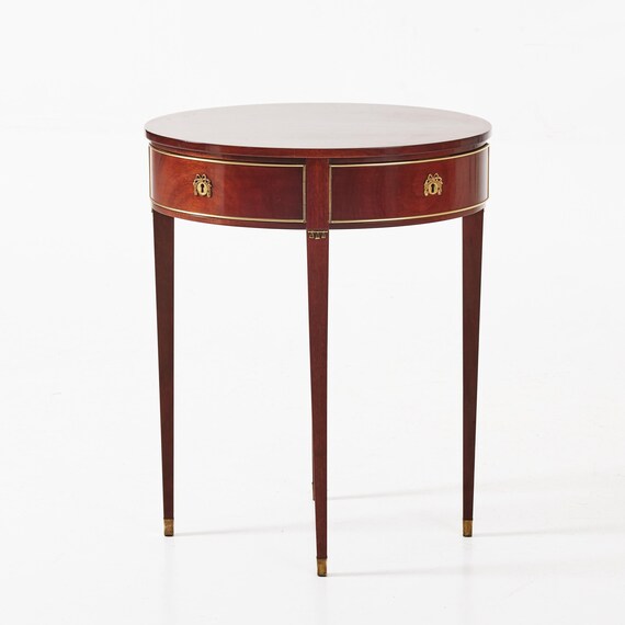 Louis XV Style Mahogany Round Table with Brass Fittings and Hidden Drawers