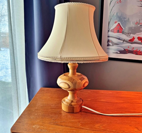 Pine Wood Table Lamp –Scandinavian, 1970s Vintage Table Lamp ,Original Lampshades , Retro Lamp