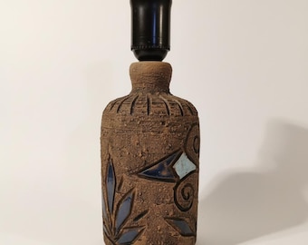Brutalist ceramic lamp base – hand crafted mid century pottery lighting, vintage studio art design