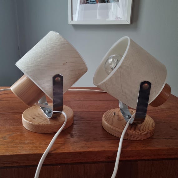 Pine Wood Wall Lams  , Scandinavian Mid Century Lighting , Vintage Wall Lams with white shades , Markslöjd Design