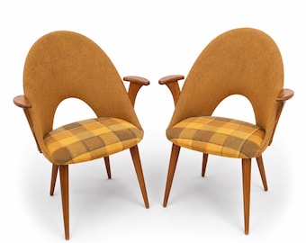 Mid-Century Modern Teak Lounge Chairs – Pair – 1960s Danish Style – Rare Sculptural Original Vintage Armchairs