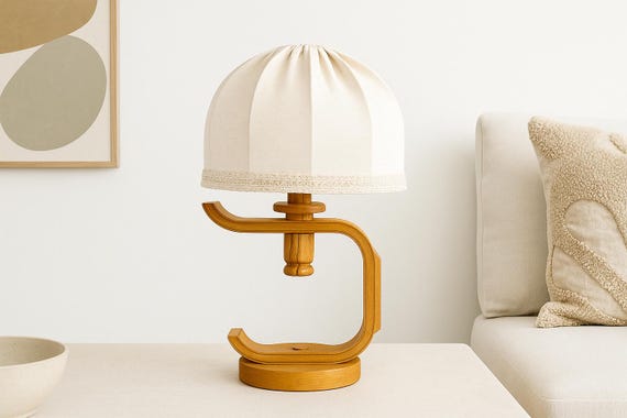 Mid Century Modern Pine table lamp, designed and manufactured in Sweden, 1970s