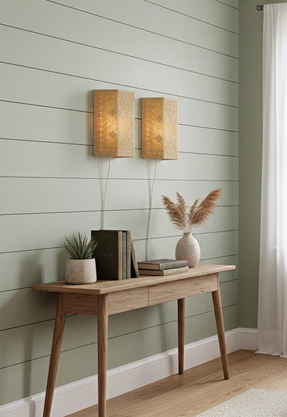 Vintage Lace Plug-In Wall Sconce Pair – Swedish Mid-Century Lighting