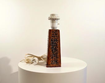 Brutalist ceramic lamp base – hand crafted mid century pottery lighting, vintage studio art design