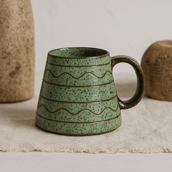 Vintage Krukmakeri Ystad Ceramic Mug – Handmade Swedish Stoneware – Rustic Holiday Gift Idea