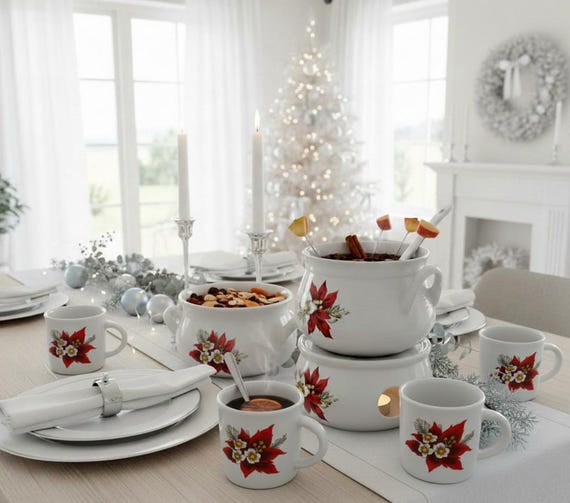 Vintage skandinavische Keramik Glühwein Topf, Weihnachtsstern Stövchen