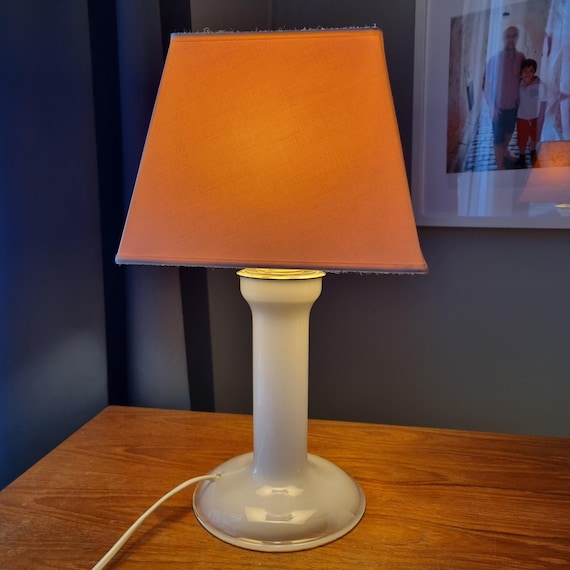 Mid Century Modern Glass Table Lamp by Atelje Lyktan, Sweden, 1900s - 43 cm Tall, Square Shade, Scandinavian Vintage Design