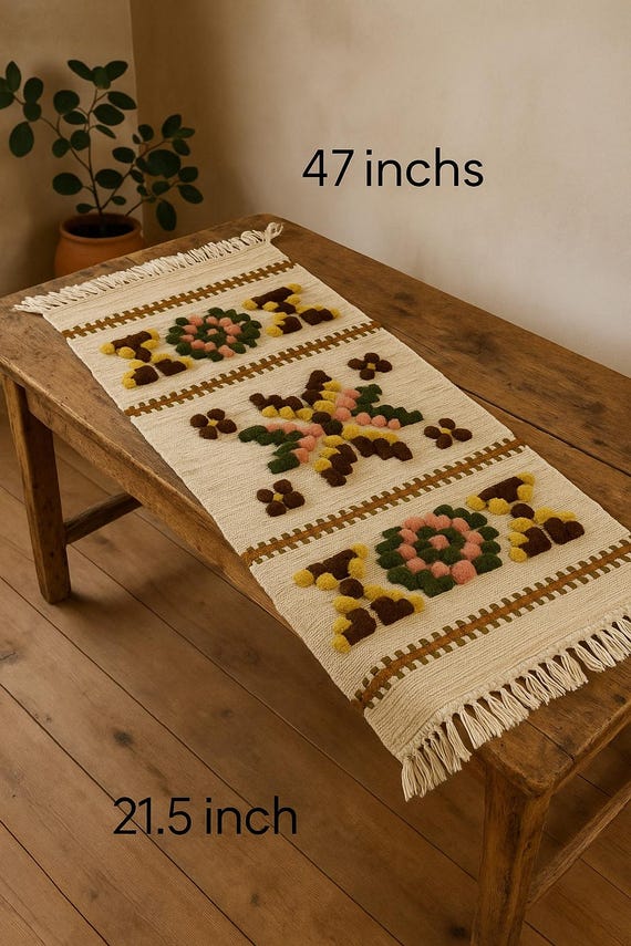 Vintage Swedish Wall Hanging – Boho Geometric Wall Tapestry – Handwoven Wool Decor