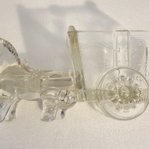 Vintage Jeanette Glas Esel Ziehwagen