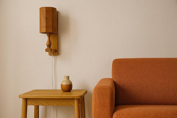 Leif Wikner Persåsen Oviken wooden Wall Lamp, Mid Century Swedish Design Pine