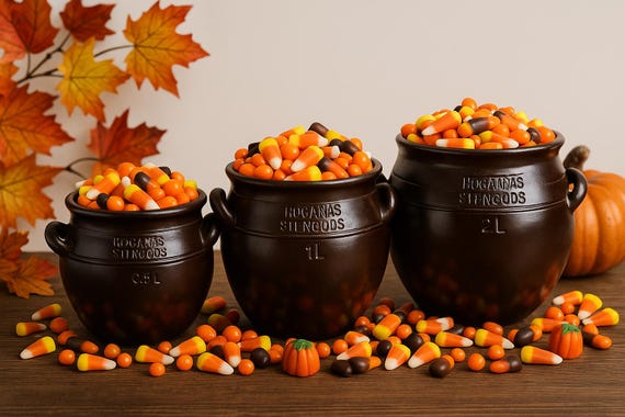 Scandinavian Brown Pottery Jars, Swedish Kitchen Decor- Höganäs Stoneware Crock Set – 0.5L, 1L & 2L  –  Fall Vase Trio, Halloween decoration