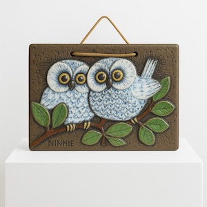 Vintage Wandbild schwedischer Keramik – Ninnie Keramik – Mid Century Modern Relief Art