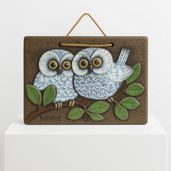 Vintage Swedish Ceramic Wall Plaque – Ninnie Keramik – Mid Century Modern Relief Art