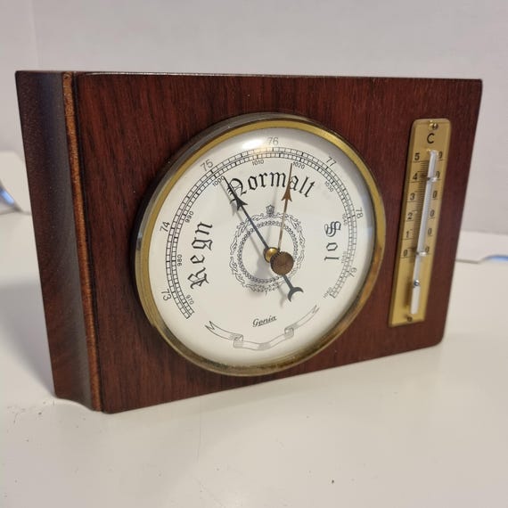 Vintage Scandinavian Mid-Century Carl Westh Barometer with Thermometer – Solid Wood Frame