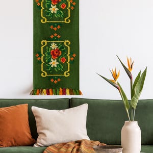 Vintage Wandbehang aus Schweden - Boho Tapisserie - Handgewebte Wolle Dekor
