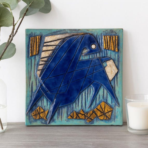 Vintage Swedish Ceramic Wall Plaque – Carsten Ström Abbekås Keramik – Mid Century Modern Fantasy Horse Relief Art