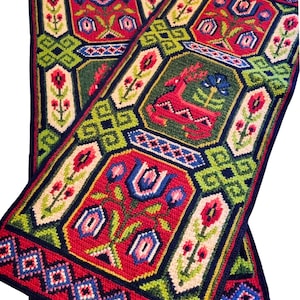 Skandinavisches gesticktes Blumen-Wandbehang-Set: Vintage Nordische Volkskunst-Dekoration