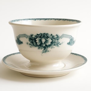 Antique Swedish Porcelain Bowl & Saucer: Göta Original, Gothenburg Factory