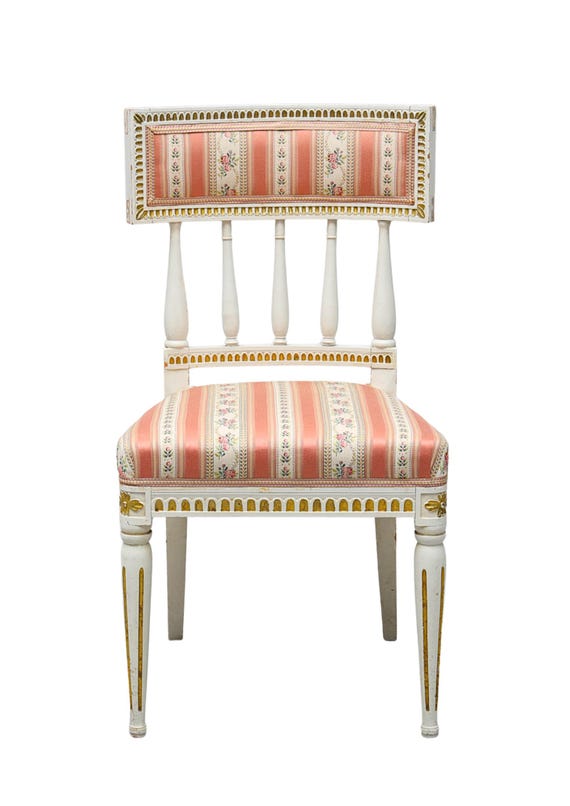 Antique 18th Century Gustav and Louis XV Style Original Swedish Antique Chairs - 2 Piece Set, Gilded and Painted, Neoclassical