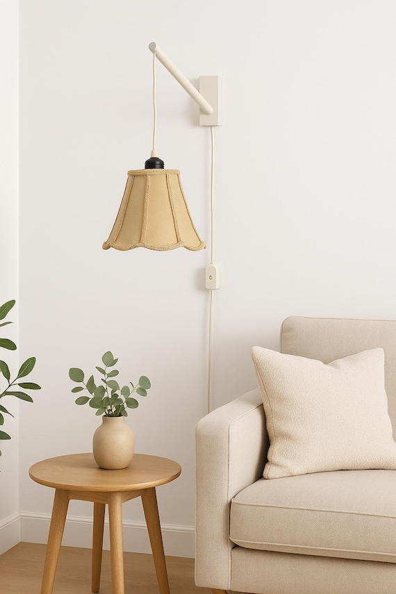 Vintage Wall Lamp with Original Lampshade – Retro Sconce Light Fixture Mid Century Home Decor