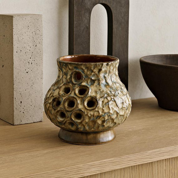 Retro Scandinavian Pottery – EGO Stengods Ateljé Ceramic Candle Holder – Design by Bruno Karlsson, 1970s – Vintage Scandinavian Ceramic Art