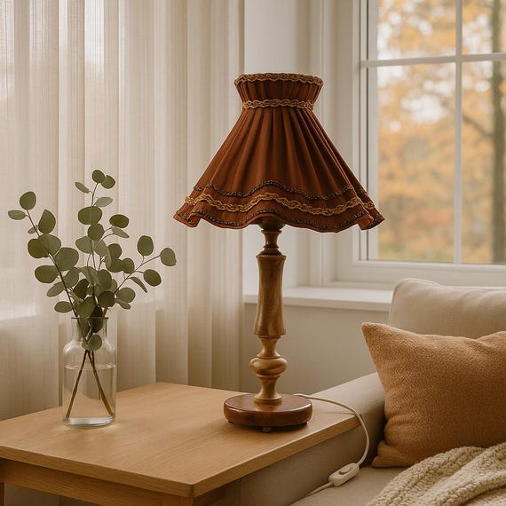 Vintage Elegant Table Lamp with Brown Pleated Shade – Ornate Gold Trim, Marble Effect Base, Classic European Style