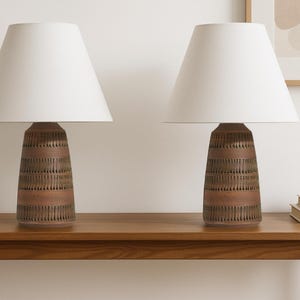 Vintage Scandinavian Pottery Table Lamps – Mid Century Modern Ceramic Lighting, Anagrius for Alingsås, Sweden, Brutalist Ceramic Lamp pair