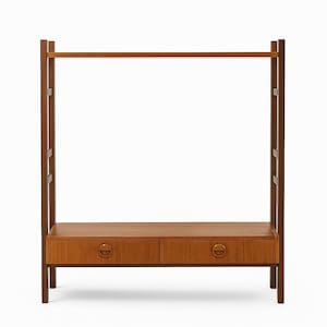 Mid-Century Teak Shelf with Drawers – Vintage Scandinavian Storage Rack