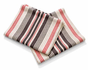 Conjunto de 2 Caminhos de Mesa Suecos Tecidos à Mão, Listrados em Vermelho, Estilo Escandinavo para Decoração de Casa de Campo.