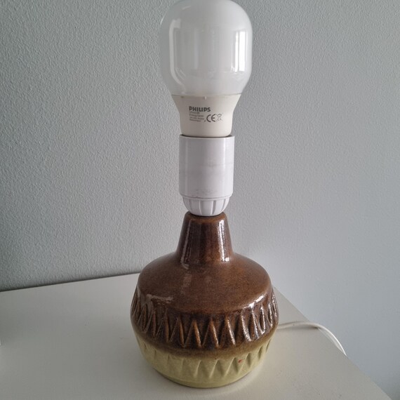 Mid century Swedish EGO Stengods stoneware table lamp, 1970s Scandinavian pottery