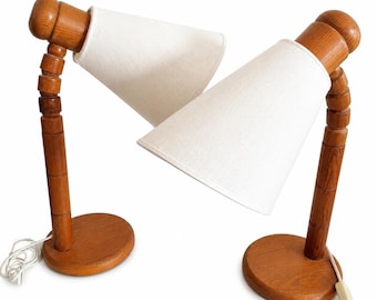 Vintage Solbacken Tischlampen aus skandinavischem Kiefernholz, schwedische moderne Schreibtischlampen