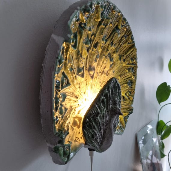 ヴィンテージ セラミック ピーコック ウォールランプ - スウェーデン製