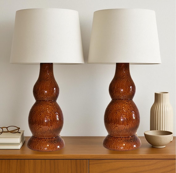 Vintage Swedish Ceramic Table Lamps – Signed Töreboda Keramik – Mid-Century Modern Pair by Mats Birgersson, 1960s , Rare MCM Pottery
