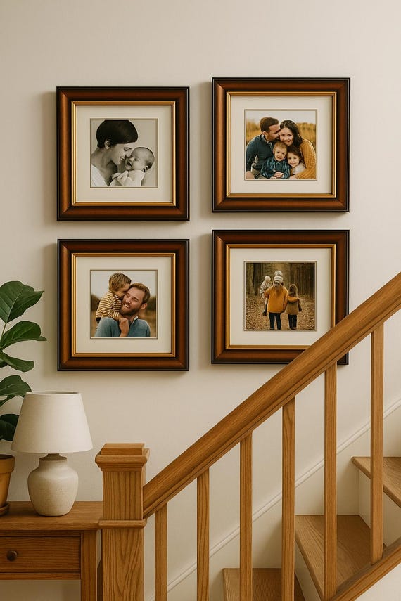 Vintage Scandinavian Wood Picture Frames: Mid-Century Rustic Decor Set
