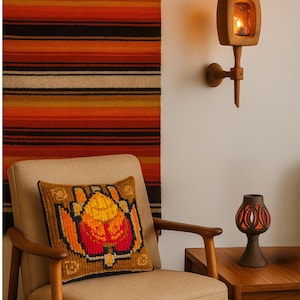 Handwoven Wool Tapestry: Swedish Vintage Folk Art Runner, Early 1900s Nordic Decor