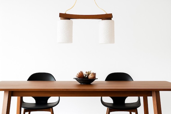 Teak and Glass Scandinavian Vintage Mid-Century  Pendant Lamp, Chandelier, Hanging Light Fixture