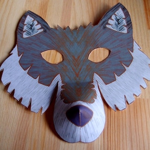 Wolf Maske - Druckbares Bastelset für Kinder | DIY Tierkostüm-Aktivität | Sofort Download