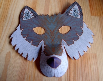 Wolf Mask - Printable Craft Kit - Kid's Craft Activity - DIY costume