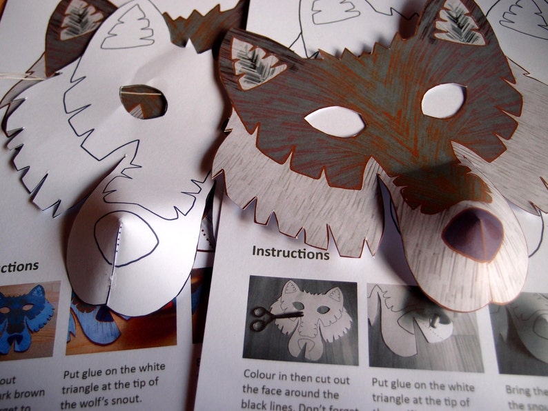 Wolf Mask Printable Craft Kit Kid's Craft Activity DIY Costume - Etsy UK
