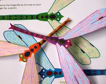 Balancing Dragonfly Toy - Printable Craft Kit - Kid's Craft Activity - Physics Toy