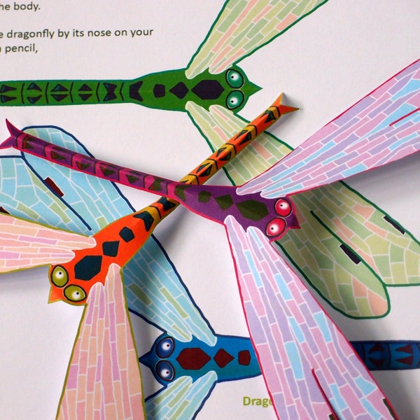 Balancing Dragonfly Toy - Printable Craft Kit - Kid's Craft Activity - Physics Toy