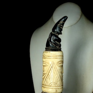 Vintage Indonesian Betel Nut Box: Horn, Oxbone & Wood Herb Stash